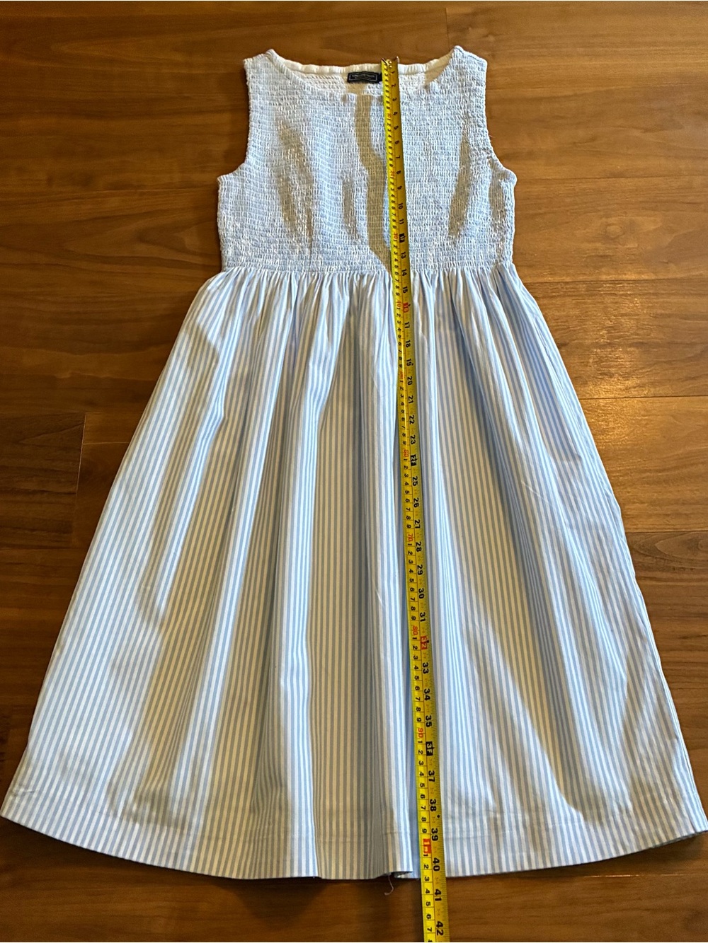 Vineyard Vines White Smocked Top with Light Blue Striped Skirt Dress - Picture 4 of 6